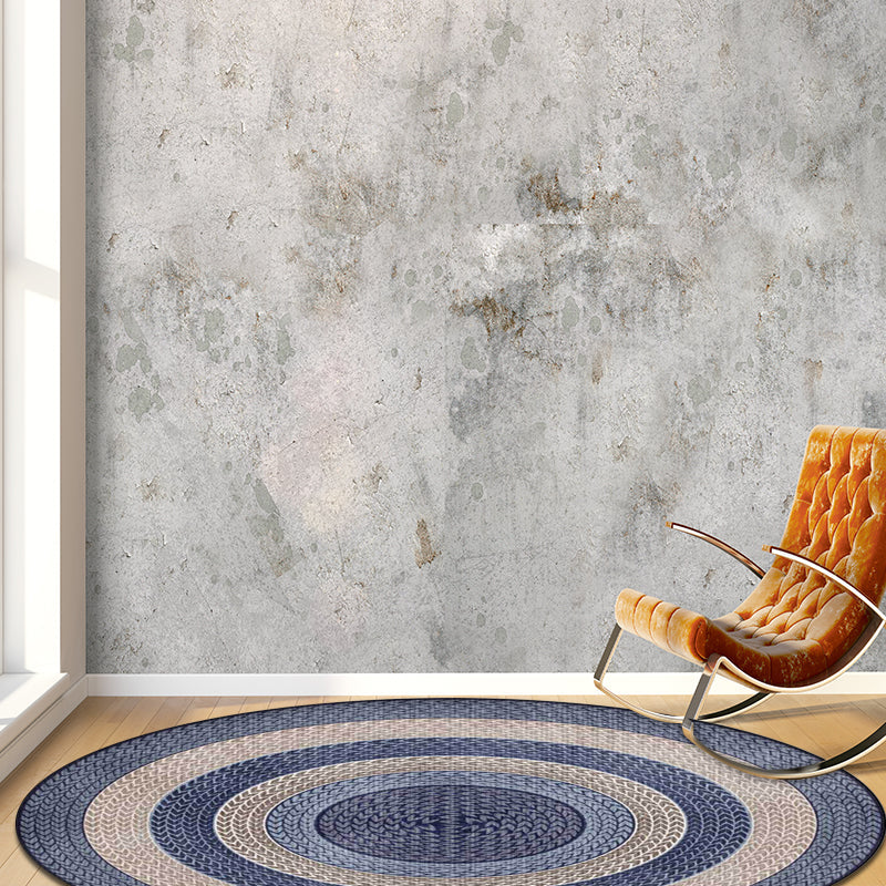 Rustic Concentric Circles Pattern Carpet Yellow and Green Polyester Carpet Machine Washable Non-Slip Carpet for Living Room