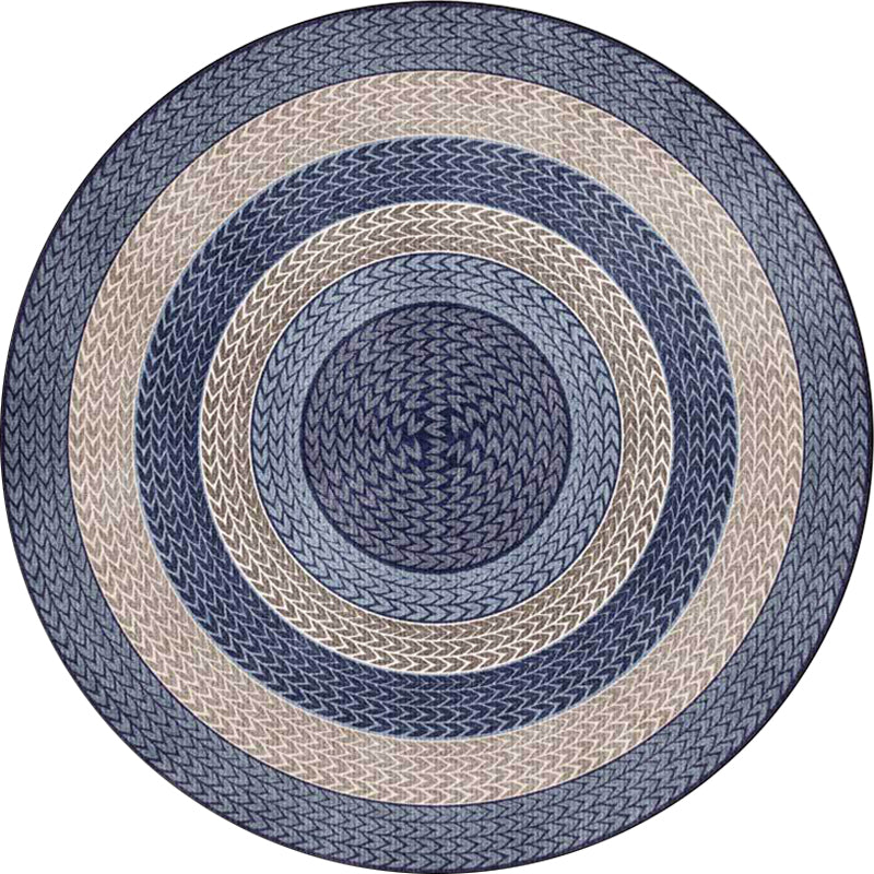 Rustic Concentric Circles Pattern Carpet Yellow and Green Polyester Carpet Machine Washable Non-Slip Carpet for Living Room