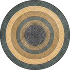 Rustic Concentric Circles Pattern Carpet Yellow and Green Polyester Carpet Machine Washable Non-Slip Carpet for Living Room