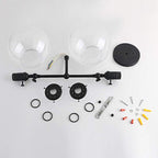 Round Living Room Wall Light Industrial Clear Glass 2-Lamp Black/Brass Wall Lamp for the Office