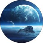 Contemporary modern rug in blue space planet pattern rug polyester pet-friendly rug for home decor