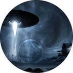 Blue Bedroom Rug Modern Outer Space Spaceship Pattern Rug Polyester Machine Washable Rug