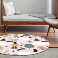 Children's room rug in Pink Animal Rabbit Hedgehog Bear Print Rug Polyester Non-slip Washable Rug Area