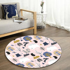 Children's room rug in Pink Animal Rabbit Hedgehog Bear Print Rug Polyester Non-slip Washable Rug Area