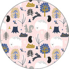 Children's room rug in Pink Animal Rabbit Hedgehog Bear Print Rug Polyester Non-slip Washable Rug Area