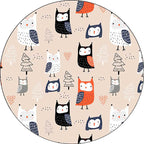 Stylish Children's Carpet in Pink Animals Owl Tree Pattern Carpet Polyester Machine Washable Rug for Nursery