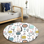 Unique Children's Carpet in White Animal Snail Butterfly Flower Pattern Carpet Polyester Non-Slip Rug for Children's Room