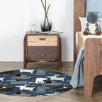 Casual Kids Carpet in Blue Animal Rabbit Dog Pattern Carpet Polyester Stain Resistant Washable Carpet for the Children's Room
