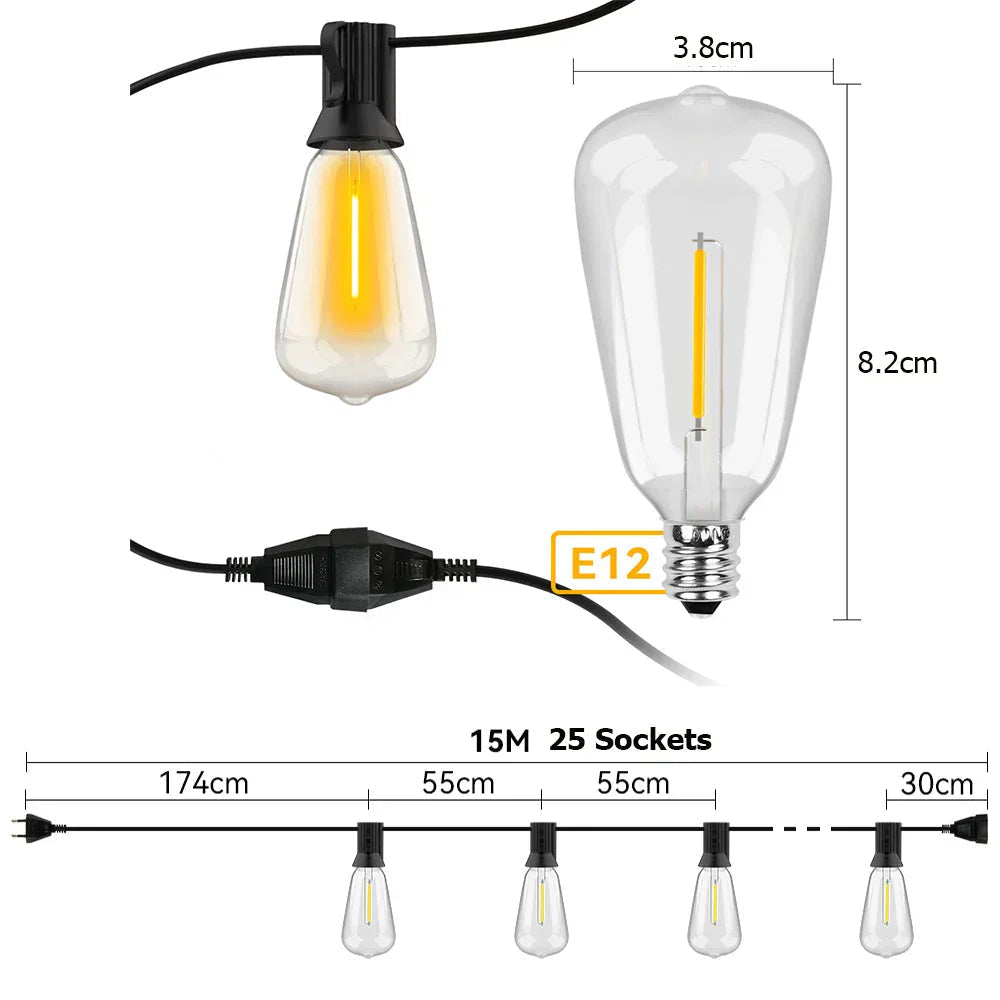Weatherproof LED string lights