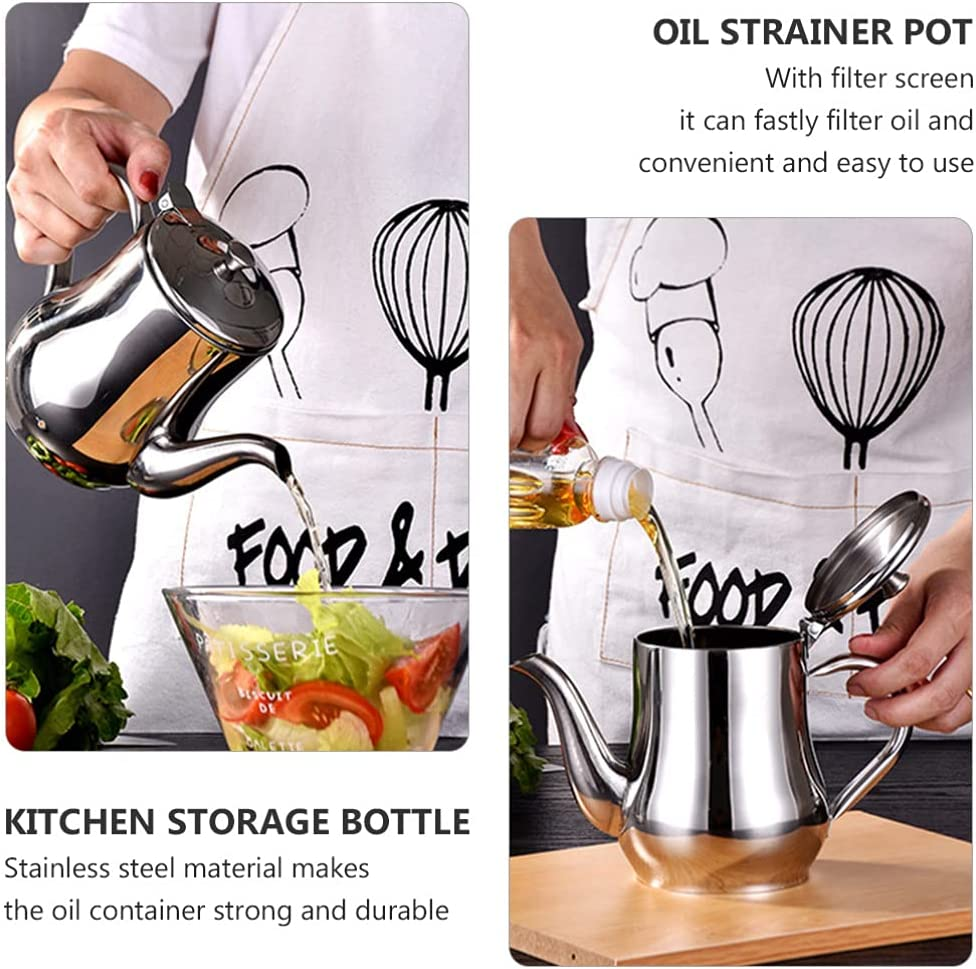 Oil filter jug in stainless steel