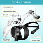 Foldable Snorkel Mask with Anti-Fog Lens and Adjustable Strap for Easy Underwater Exploration