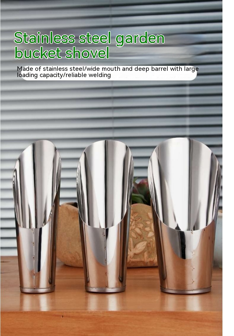 Stainless Steel Scoop for Potting Soil – Robust Planting Scoop for Garden and Balcony