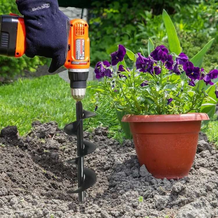 SoilBuster Garden Auger Drill Bit - 3-Inch Heavy-Duty Spiral Tool for Planting Bulbs, Flowers, and Vegetables