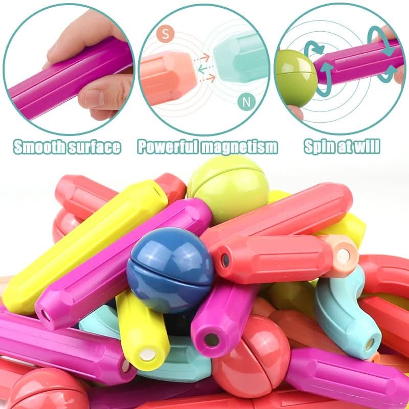 Magnetic creative sticks for imaginative building & learning