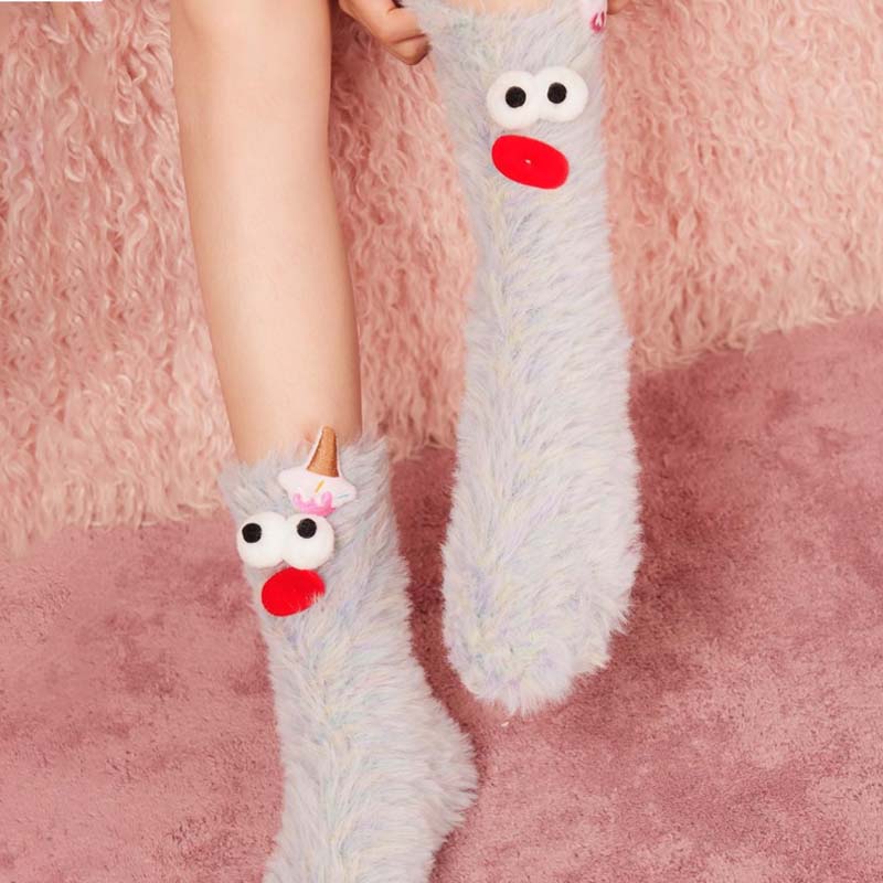 Coral velour three-dimensional original socks