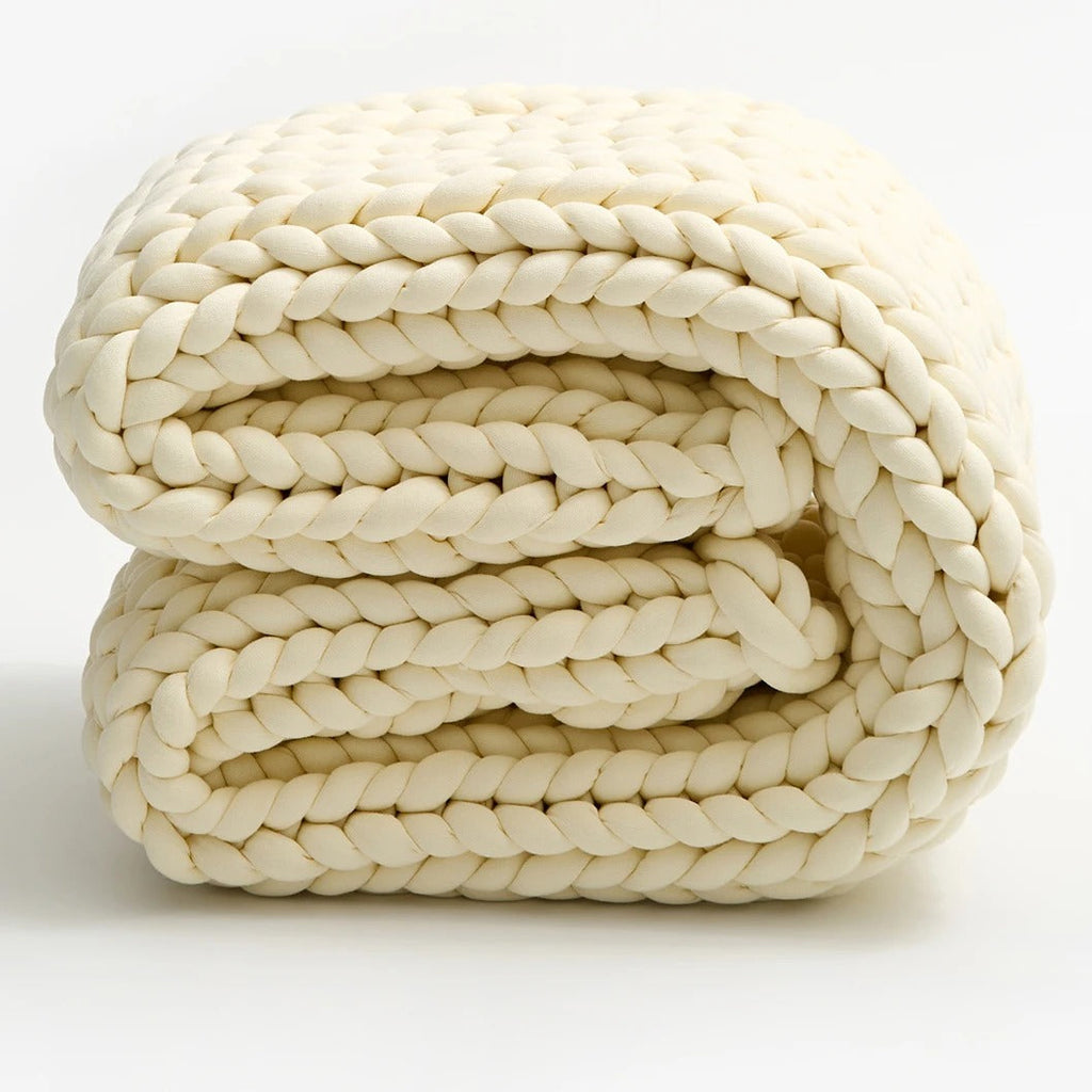 Chunky Knit Handmade Weighted Throw – Ultra-Cozy & Stylish Blanket