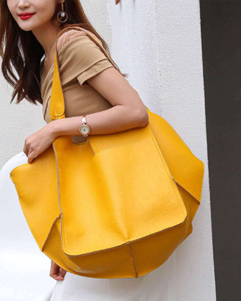 Chic & Sustainable Leather Bag with Large Capacity - Elegant, Versatile Women's Handbag
