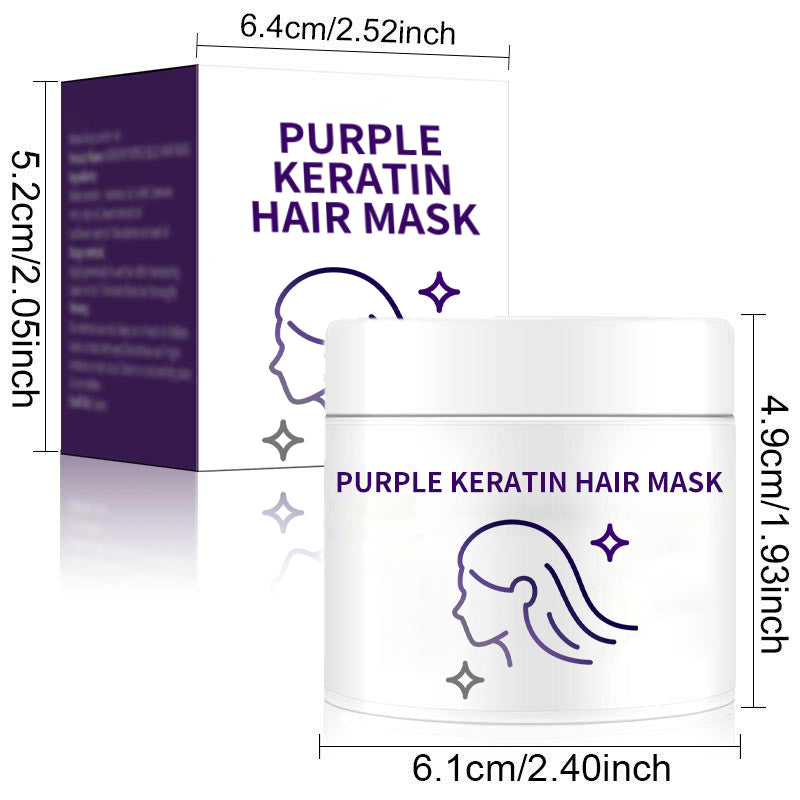 Purple keratin hair mask - locks in color and neutralizes brassiness and yellow tones for blonde silver-gray hair with light highlights