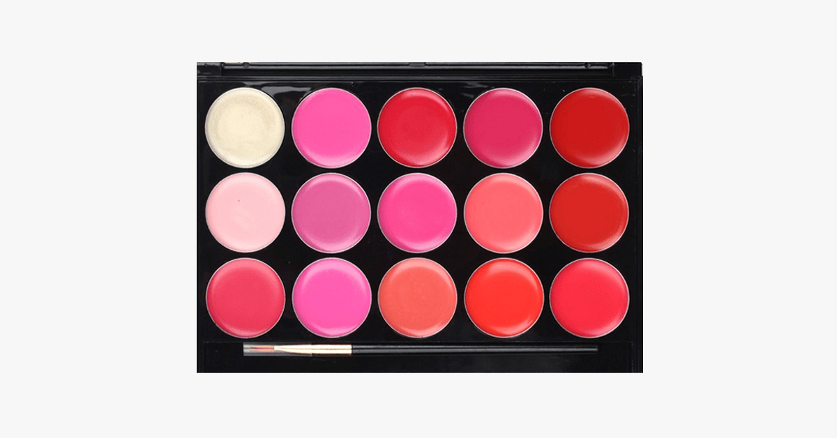 Shiny Lip Palette with 15 stunning shades - Gives your lips a luscious appearance!