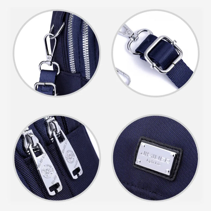 Women's Waterproof Nylon Shoulder Bag with Detachable Strap