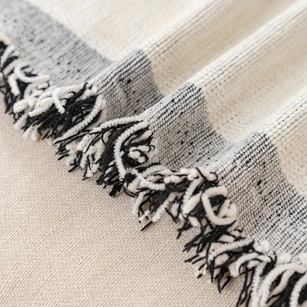 Wave-Pattern Chenille Sofa Cover with Tassels and Non-Slip Fit