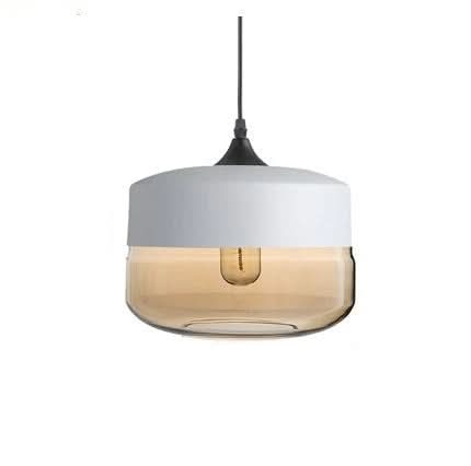 Hand-Blown Glass & Wood Pendant Light Adjustable