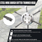 15 cm steel brush trimmer head – Safe for concrete & stone surfaces suitable