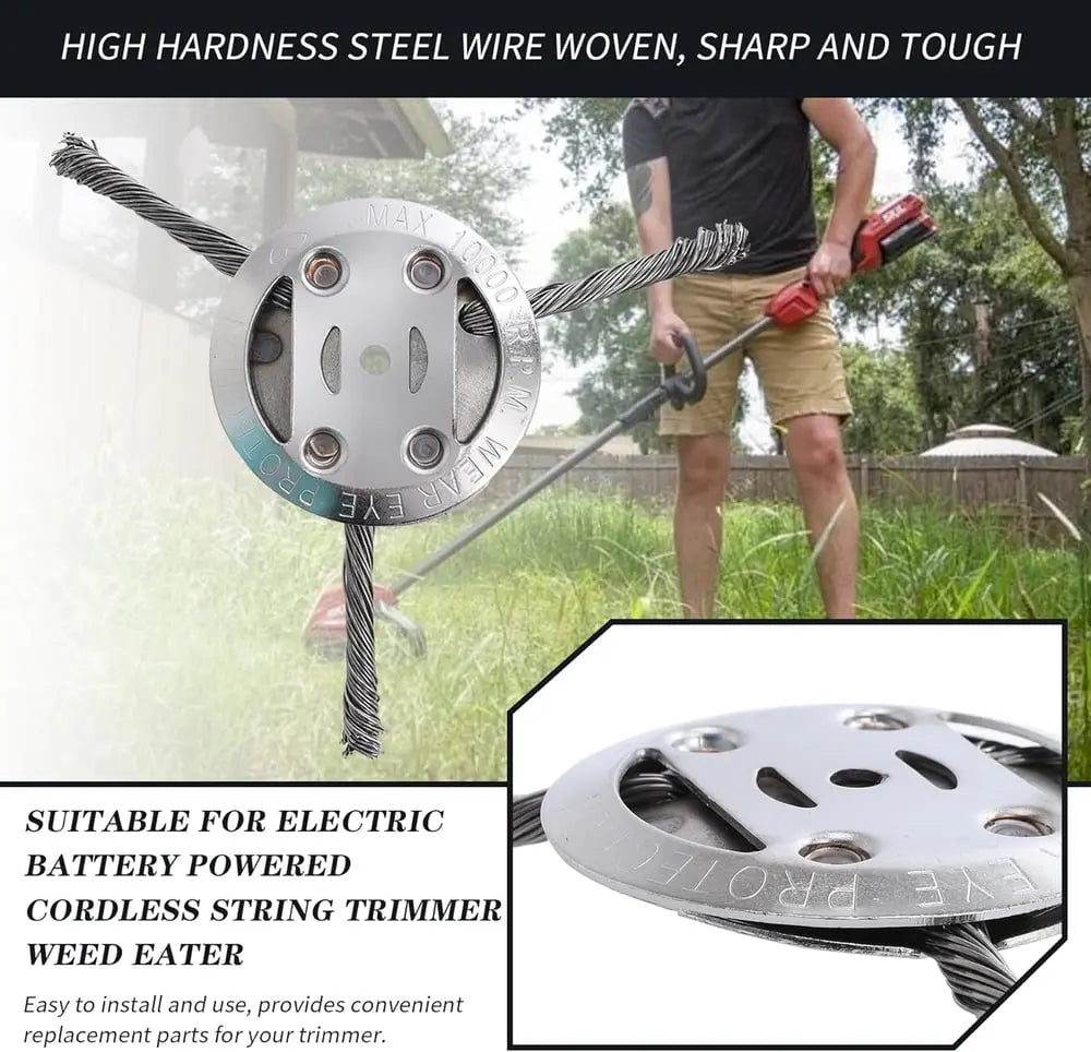 15 cm steel brush trimmer head – Safe for concrete & stone surfaces suitable