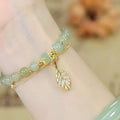 Hetian Jade Leaf Gold Bracelet