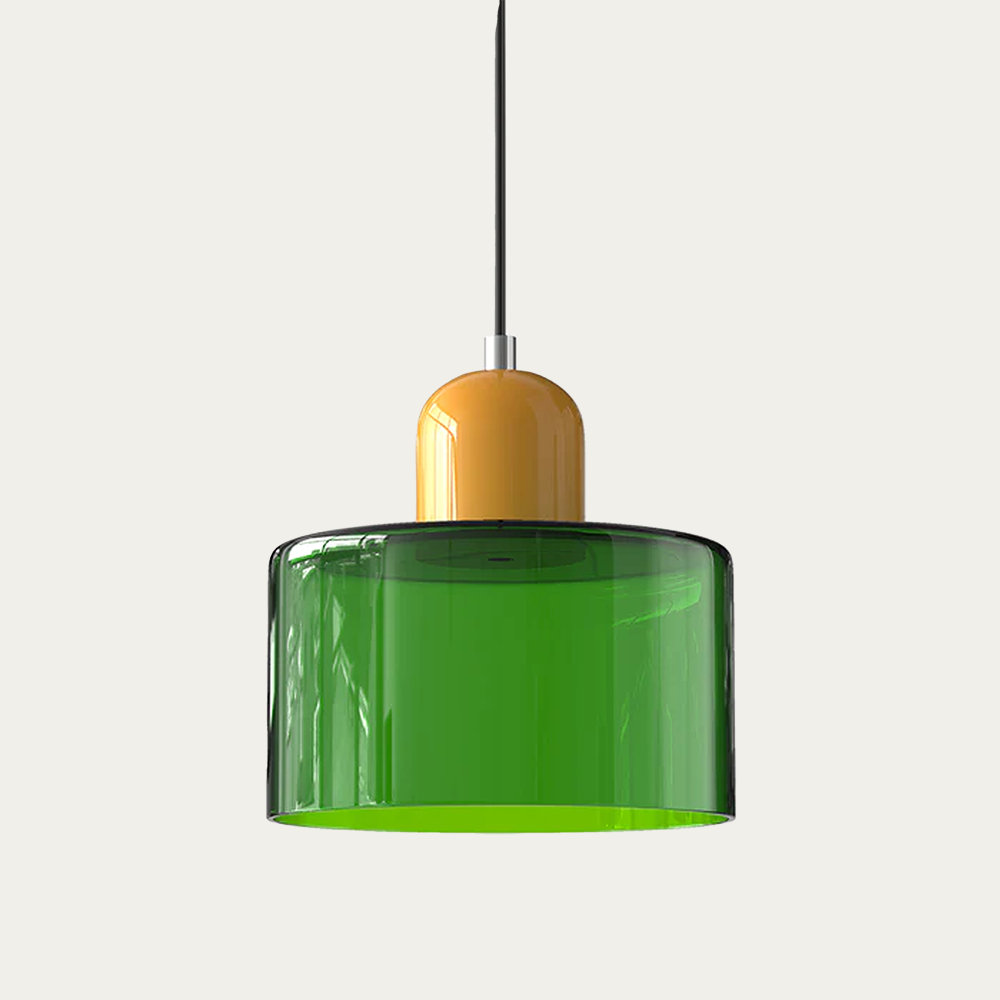Glass light in subtle colors of the kitchen