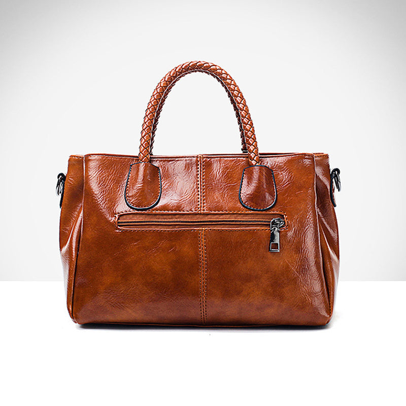 New handbags made of oil wax leather Boston, large tote bag made of soft leather