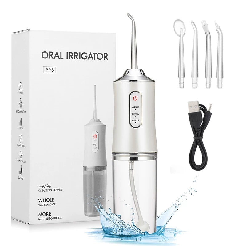 Waterproof irrigator dental cleaner, cordless & rechargeable water floss