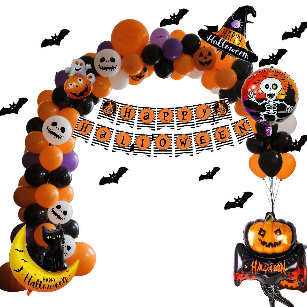 Halloween Balloon Set – Black Orange Purple with Pumpkin Print