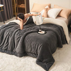 Solid thick double-sided velvet cube blanket