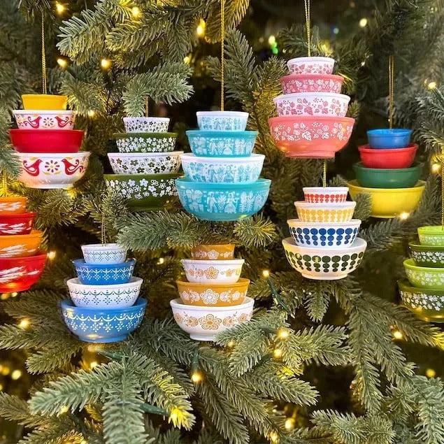 Vintage Bowls Christmas Ornament | Nostalgic Tree Hangers | Handmade Decoration from Glass