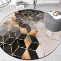 Black and Gray Modern Rug Polyester Geometric Print Rug Washable Non-Slip Back Rug for Living Room