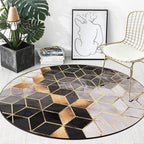 Black and Gray Modern Rug Polyester Geometric Print Rug Washable Non-Slip Back Rug for Living Room