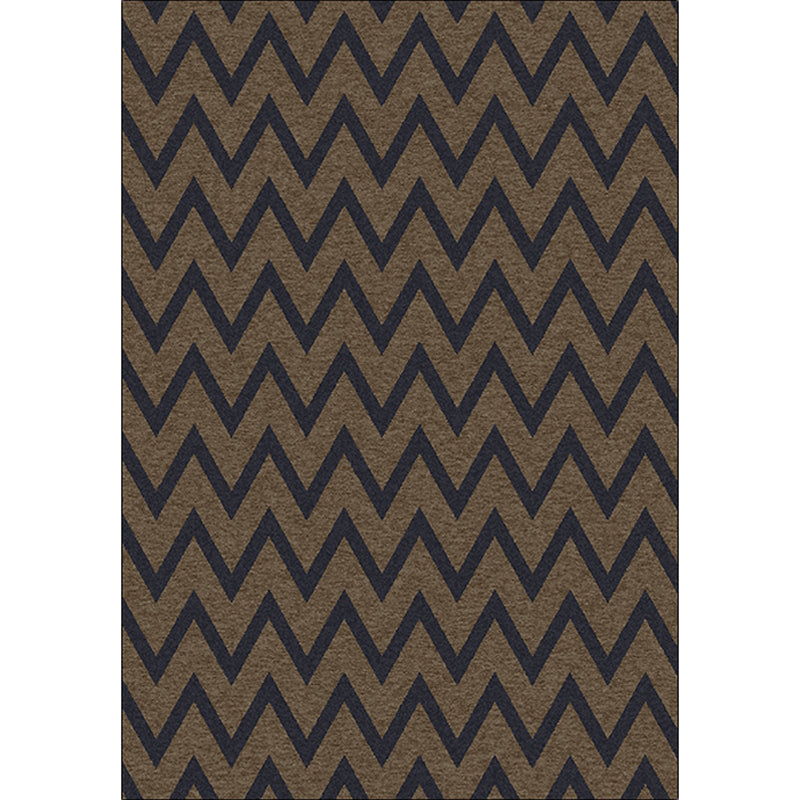 Stylish swirl stripe pattern rug brown and black Nordic rug polyester washable non-slip backing rug for the living room