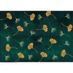 Casual apricot leaf patterned rug Green Polyester rug Machine washable Non-slip rug for the living room