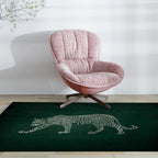 Dark green casual rug polyester leopard pattern rug washable non-slip backing rug for the living room