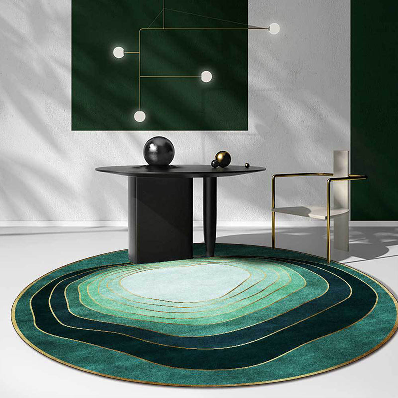 Green modern carpet polyester ombre swirl lines pattern carpet washable non-slip backing carpet for living room