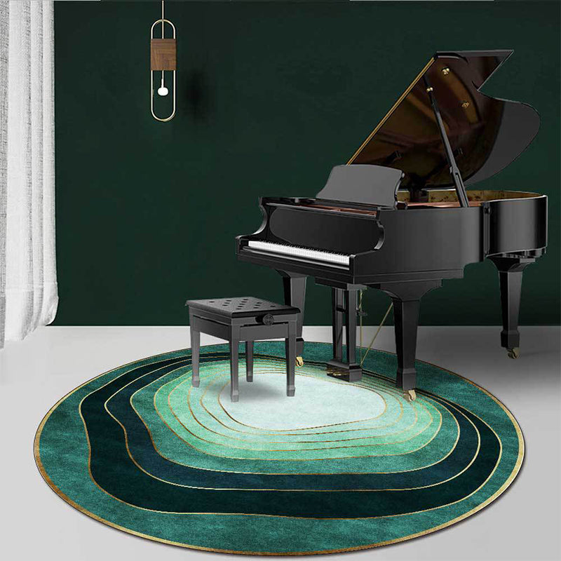 Green modern carpet polyester ombre swirl lines pattern carpet washable non-slip backing carpet for living room