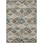 Persian Azulejos Print Rug Green Polyester Rug Machine Washable Non-Slip Rug for Living Room