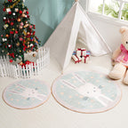 Kids Cartoon Bunny Pattern Rug Green Polyester Rug Washable Non-Slip Back Rug for Home Decor