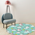 Pink and Blue Kids Mat Polyester Unicorn and Rainbow Print Mat Washable Non-slip Back Carpet for Children's Room