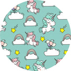 Pink and Blue Kids Mat Polyester Unicorn and Rainbow Print Mat Washable Non-slip Back Carpet for Children's Room