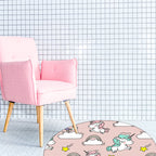 Pink and Blue Kids Mat Polyester Unicorn and Rainbow Print Mat Washable Non-slip Back Carpet for Children's Room