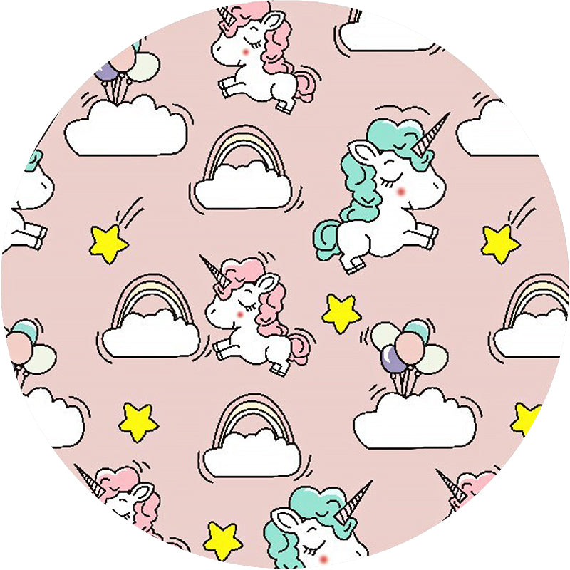 Pink and Blue Kids Mat Polyester Unicorn and Rainbow Print Mat Washable Non-slip Back Carpet for Children's Room