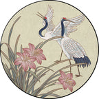 Yellow Eastern Carpet Polyester Flower and Crane Pattern Carpet Washable Non-Slip Back Mat for the Living Room