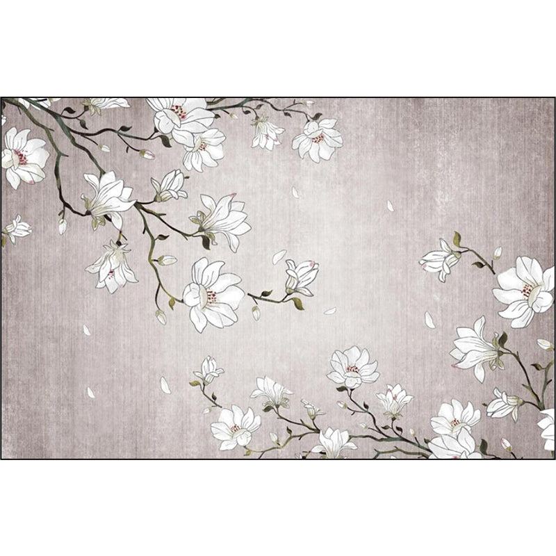 Light Red Oriental Carpet Polyester Floral Element Carpet Washable Non-Slip Back Carpet for Living Room